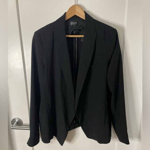 TopShop Open Casual Blazer Loose Fit Black Women’s 12 - Picture 2 of 5